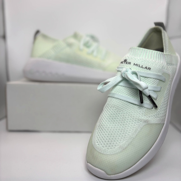 Peter Millar Hyperlight Glide Knit Sneakers Women's 7.5 Sooth Green‎ LS21EF01 - Picture 1 of 8